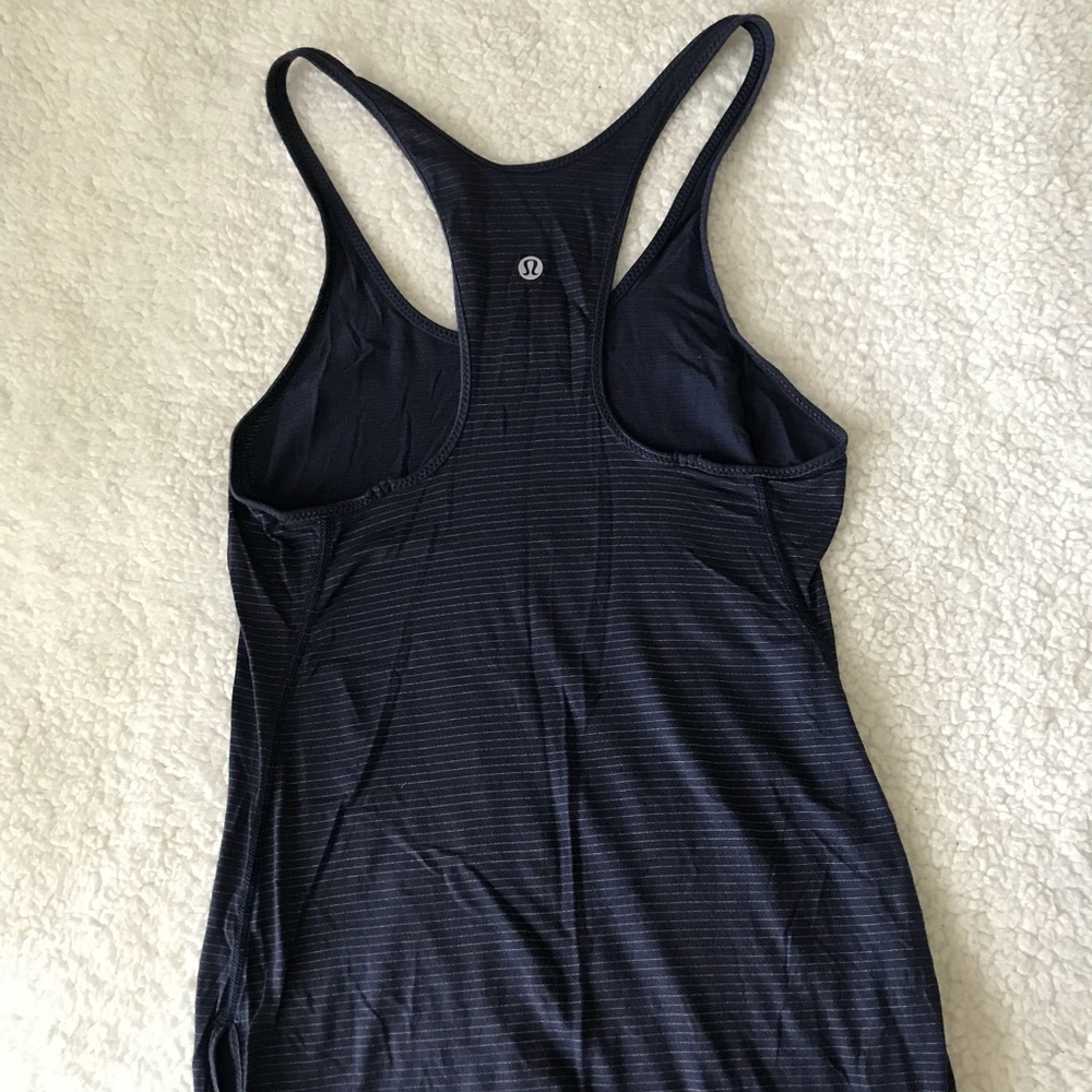 LULULEMON navy and gold striped tank